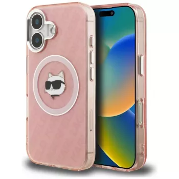 Karl Lagerfeld IML Choupette Head Logo MagSafe Case voor Apple iPhone 16, roze