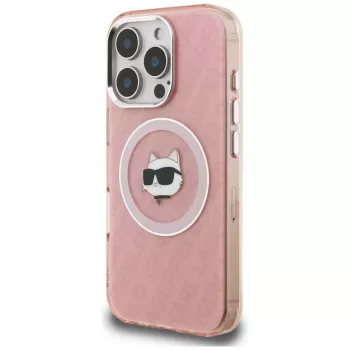 Karl Lagerfeld IML Choupette Head Logo MagSafe Case voor Apple iPhone 16 Pro, roze