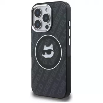 Karl Lagerfeld IML Choupette Head Logo MagSafe Case voor iPhone 16 Pro, zwart