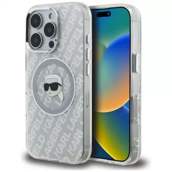 KARL LAGERFELD IML Karl Head Logo MagSafe Case voor Apple iPhone 16 Pro Max - grijs