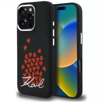 Karl Lagerfeld Silicone Heart SignLogo MagSafe Case voor iPhone 16 Pro Max zwart