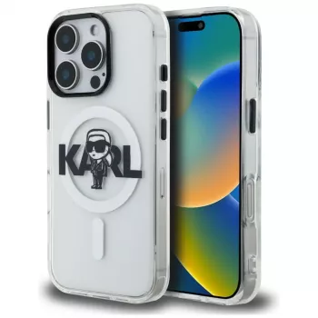 KARL LAGERFELD IML Karl Sketch Logo MagSafe Case voor Apple iPhone 16 Pro, transparant