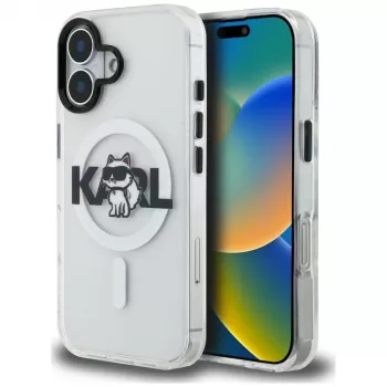 Karl Lagerfeld IML Choupette Sketch Logo MagSafe Case voor iPhone 16, transparant
