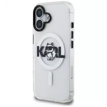Karl Lagerfeld IML Choupette Sketch Logo MagSafe Case voor iPhone 16, transparant