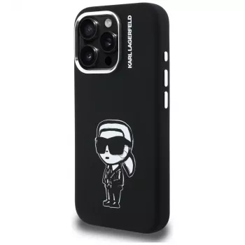 KARL LAGERFELD Silicone Karl Sketch MagSafe Case voor Apple iPhone 16 Pro Max, zwart