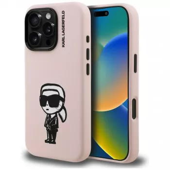 KARL LAGERFELD Silicone Karl Sketch MagSafe Case voor iPhone 16 Pro Max roze