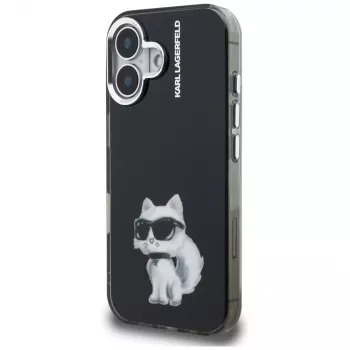Karl Lagerfeld IML Aquarelle Choupette & Logo Case voor iPhone 16, zwart