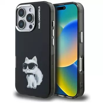 Karl Lagerfeld IML Aquarelle Choupette & Logo Case voor iPhone 16 Pro Max zwart