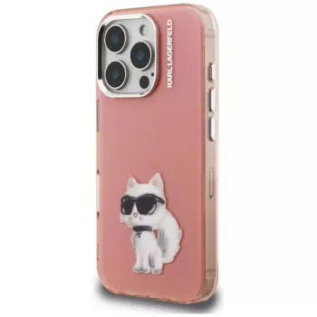 Karl Lagerfeld IML Aquarelle Choupette & Logo Case voor Apple iPhone 16 Pro, roze