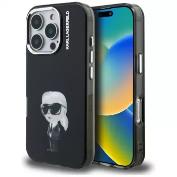 Karl Lagerfeld IML Aquarelle Karl & Logo Case voor Apple iPhone 16 Pro, zwart