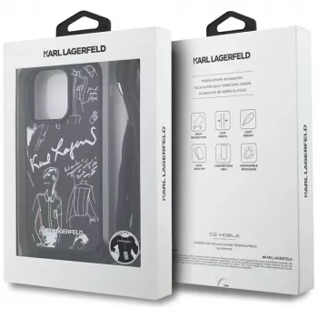 Karl Lagerfeld Crossbody GrainedPattern & Logo Phone Case voor Apple iPhone 16 Pro Max, zwart