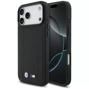 BMW M Quilted Logo MagSafe-hoesje voor Apple iPhone 17 Pro Max, zwart