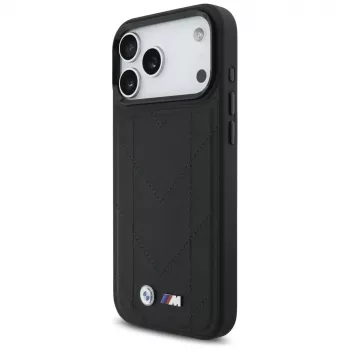 BMW M Quilted Logo MagSafe-hoesje voor Apple iPhone 17 Pro Max, zwart
