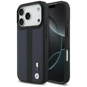 BMW M Perforated Stripe Logo MagSafe-hoesje voor Apple iPhone 17 Pro, marineblauw