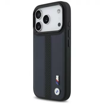 BMW M Perforated Stripe Logo MagSafe-hoesje voor Apple iPhone 17 Pro, marineblauw