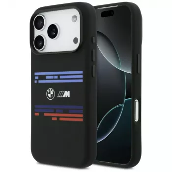 BMW M Silicon Horizontal Line MagSafe-hoesje voor Apple iPhone 17 Pro, zwart