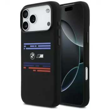 BMW M Silicon Horizontal Line MagSafe-hoesje voor Apple iPhone 17 Pro Max, zwart