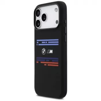BMW M Silicon Horizontal Line MagSafe-hoesje voor Apple iPhone 17 Pro Max, zwart