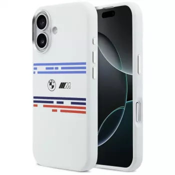 BMW M Silicon Horizontal Line MagSafe-hoesje voor Apple iPhone 17, wit