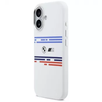 BMW M Silicon Horizontal Line MagSafe-hoesje voor Apple iPhone 17, wit