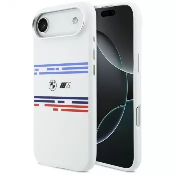 BMW M Silicon Horizontal Line MagSafe-hoesje voor iPhone Air, wit