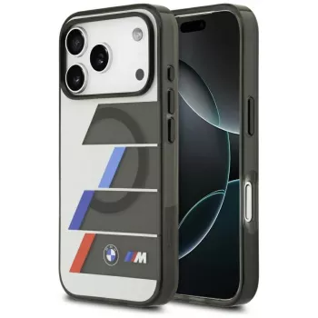 BMW M IML Metal Buttons Tricolor Lines MagSafe-hoesje voor iPhone 17 Pro Max, antraciet