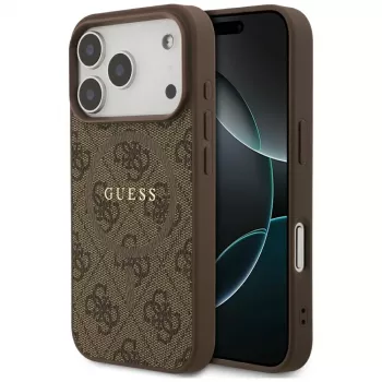 Guess 4G Ring Classic Logo MagSafe Back Cover voor Apple iPhone 17 Pro, bruin