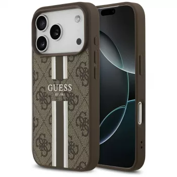 Guess 4G Printed Stripes MagSafe Case voor Apple iPhone 17 Pro - bruin