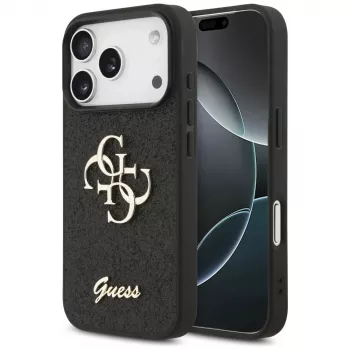 Guess Fixed Glitter Big 4G Case voor iPhone 17 Pro (zwart)