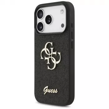 Guess Fixed Glitter Big 4G Case voor iPhone 17 Pro (zwart)