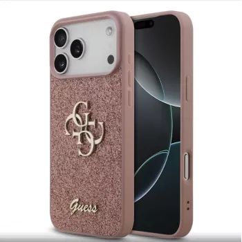 Guess Fixed Glitter Big 4G Case voor iPhone 17 Pro Max (roze)