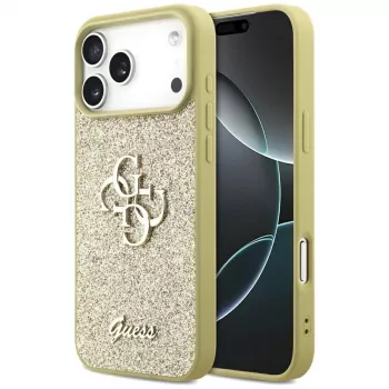 Guess Fixed Glitter Big 4G Case voor iPhone 17 Pro Max (goud)