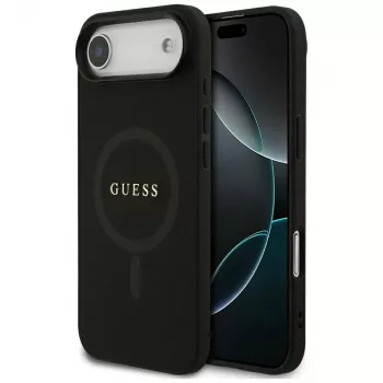 Guess Saffiano Classic Logo MagSafe Case voor iPhone Air, zwart