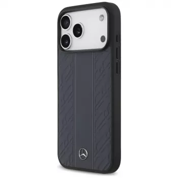 Mercedes Leder Lorbeerblätter Streifen MagSafe-hoesje voor iPhone 17 Pro Max blauw