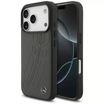Mercedes Large Laurel Leaf lederen MagSafe-hoesje voor iPhone 17 Pro antraciet