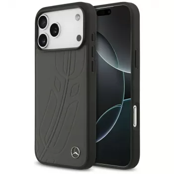Mercedes Leather Large Laurel Leave MagSafe-hoesje voor iPhone 17 Pro Max antraciet