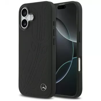 Mercedes Large Laurel Leave lederen MagSafe-hoesje voor iPhone 17 zwart