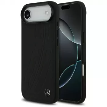 Mercedes Leather Large Laurel Leave MagSafe-hoesje voor iPhone Air zwart