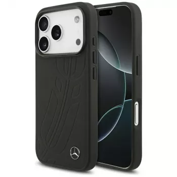 Mercedes Large Laurel Leave lederen MagSafe-hoesje voor iPhone 17 Pro zwart