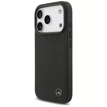 Mercedes Large Laurel Leave lederen MagSafe-hoesje voor iPhone 17 Pro zwart
