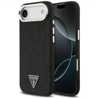Guess Glitter Triangle Logo MagSafe-hoesje voor iPhone Air zwart