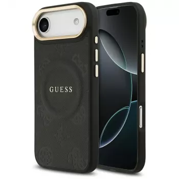 Guess Peony Hot Stamp MagSafe-hoesje voor iPhone Air, zwart
