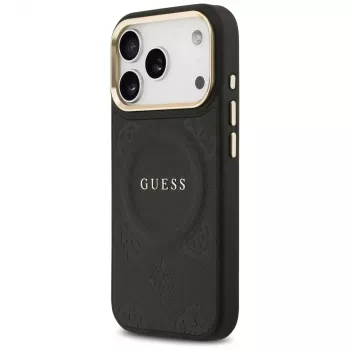 Guess Peony Hot Stamp MagSafe-hoesje voor Apple iPhone 17 Pro, zwart