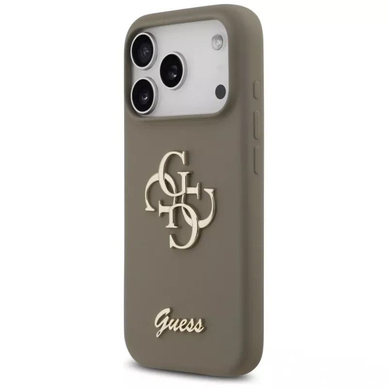 Guess Silicone Big 4G Script Case voor iPhone 17 Pro bruin