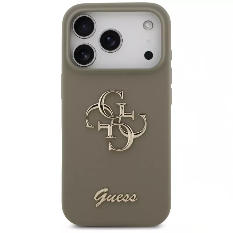 Guess Silicone Big 4G Script Case voor iPhone 17 Pro bruin
