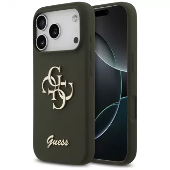 Guess Silicone Big 4G Script Case voor iPhone 17 Pro - khaki