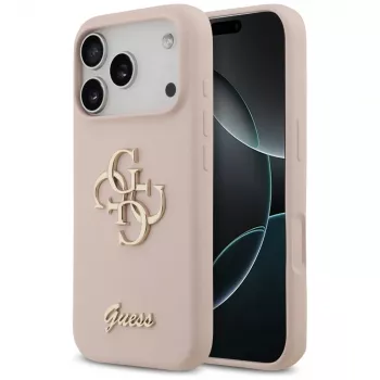 Guess Silicone Big 4G Script Back Cover voor Apple iPhone 17 Pro - roze