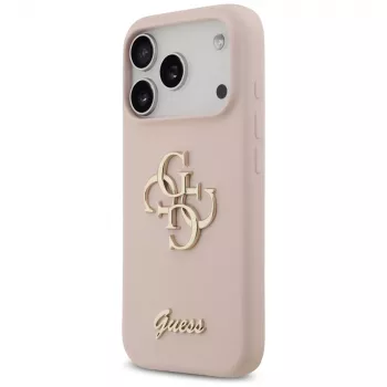 Guess Silicone Big 4G Script Back Cover voor Apple iPhone 17 Pro - roze