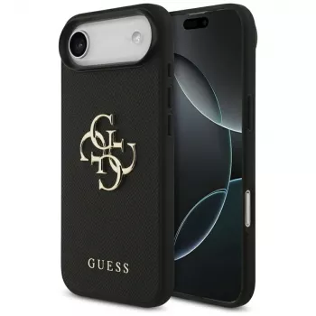 Guess Grained Big 4G & Classic Logo Case voor iPhone Air, zwart