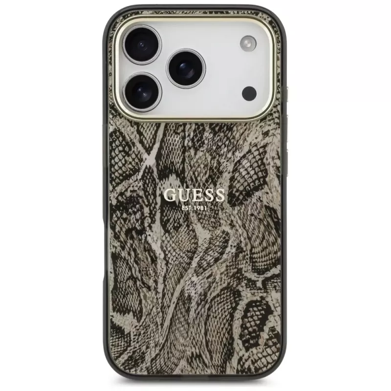 Guess Python Pattern MagSafe Case voor iPhone 17 Pro bruin